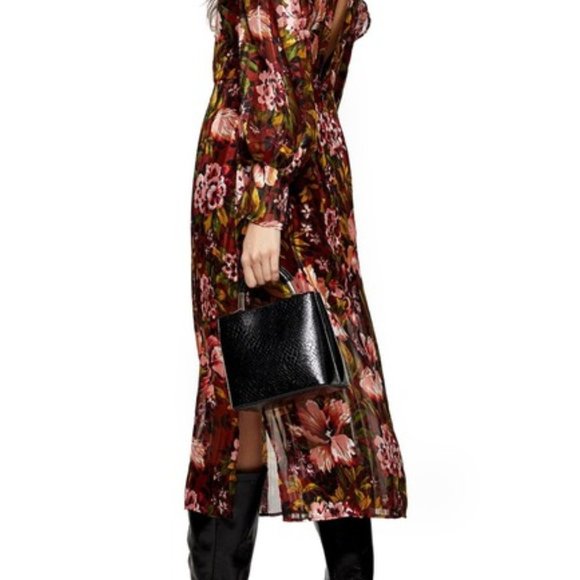 NEW TOPSHOP Fallen Floral Jacquard MIDI DRESS US4 - Picture 5 of 6